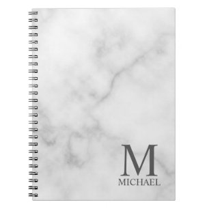 White Marble Persoonlijke Monogram en Naam Notitieboek