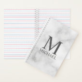 White Marble Persoonlijke Monogram en Naam Notitieboek (Binnen)
