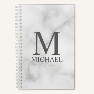White Marble Persoonlijke Monogram en Naam Notitieboek