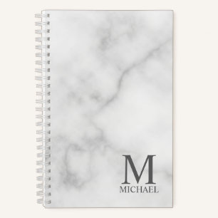 White Marble Persoonlijke Monogram en Naam Notitieboek