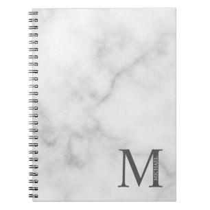 White Marble Persoonlijke Monogram en Naam Notitieboek