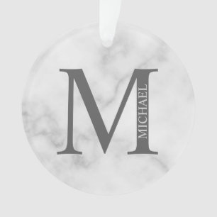 White Marble Persoonlijke Monogram en Naam Ornament