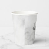White Marble Persoonlijke Monogram en Naam Papieren Bekers (Rechts)