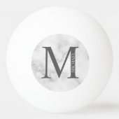 White Marble Persoonlijke Monogram en Naam Pingpongbal (Achterkant)