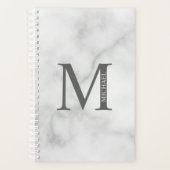 White Marble Persoonlijke Monogram en Naam Planner (Voorkant)