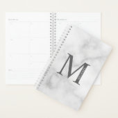 White Marble Persoonlijke Monogram en Naam Planner (Display)