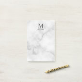 White Marble Persoonlijke Monogram en Naam Post-it® Notes (Op bureau)