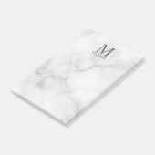 White Marble Persoonlijke Monogram en Naam Post-it® Notes (Schuin)