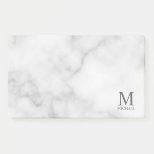 White Marble Persoonlijke Monogram en Naam Post-it® Notes