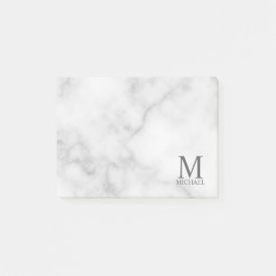 White Marble Persoonlijke Monogram en Naam Post-it® Notes