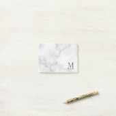 White Marble Persoonlijke Monogram en Naam Post-it® Notes (Op bureau)