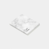 White Marble Persoonlijke Monogram en Naam Post-it® Notes (Schuin)