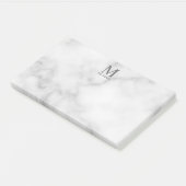 White Marble Persoonlijke Monogram en Naam Post-it® Notes (Schuin)