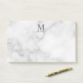 White Marble Persoonlijke Monogram en Naam Post-it® Notes (Op bureau)