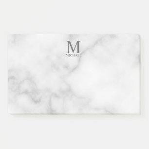 White Marble Persoonlijke Monogram en Naam Post-it® Notes