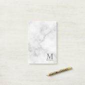 White Marble Persoonlijke Monogram en Naam Post-it® Notes (Op bureau)