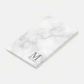 White Marble Persoonlijke Monogram en Naam Post-it® Notes (Schuin)