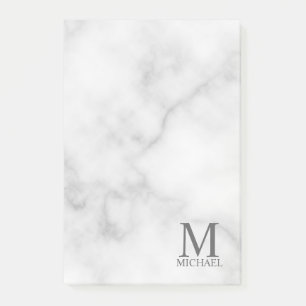 White Marble Persoonlijke Monogram en Naam Post-it® Notes