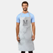 White Marble Persoonlijke Monogram en Naam Schort (Gedragen)