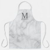 White Marble Persoonlijke Monogram en Naam Schort (Voorkant)