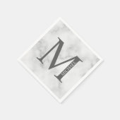 White Marble Persoonlijke Monogram en Naam Servet (Hoek)