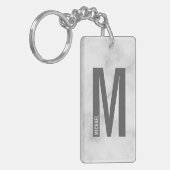 White Marble Persoonlijke Monogram en Naam Sleutelhanger (Voorkant Links)