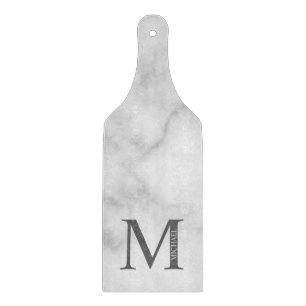 White Marble Persoonlijke Monogram en Naam Snijplank