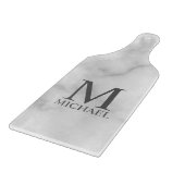 White Marble Persoonlijke Monogram en Naam Snijplank (Hoek)