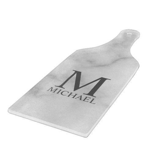White Marble Persoonlijke Monogram en Naam Snijplank (Hoek)