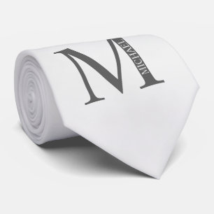 White Marble Persoonlijke Monogram en Naam Stropdas