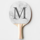White Marble Persoonlijke Monogram en Naam Tafeltennisbatje (Voorkant)