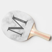 White Marble Persoonlijke Monogram en Naam Tafeltennisbatje (Zijkant)