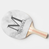 White Marble Persoonlijke Monogram en Naam Tafeltennisbatje (Zijkant)
