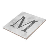 White Marble Persoonlijke Monogram en Naam Tegeltje (Zijkant)
