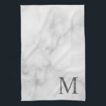 White Marble Persoonlijke Monogram en Naam Theedoek<br><div class="desc">Het gepersonaliseerde Monogram en het Ontwerp van de Naam kenmerkt gepersonaliseerd monogram en naam in klassieke serif doopvontstijl.</div>