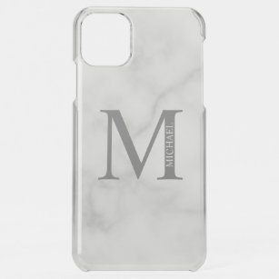 White Marble Persoonlijke Monogram en Naam iPhone 11 Pro Max Hoesje