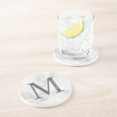 White Marble Persoonlijke Monogram en Naam Zandsteen Onderzetter (Zijkant)
