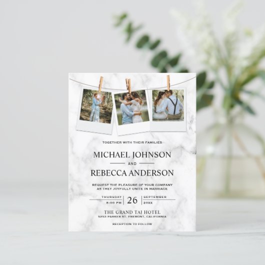 White Marble Photo Budget Weddenschap (Staand voorkant)