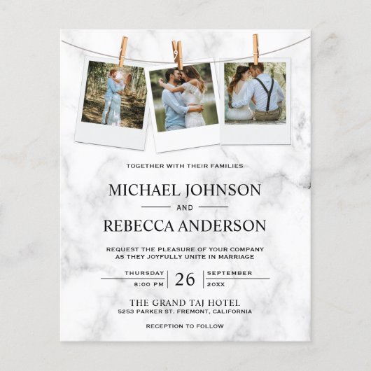 White Marble Photo Budget Weddenschap (Voorkant)