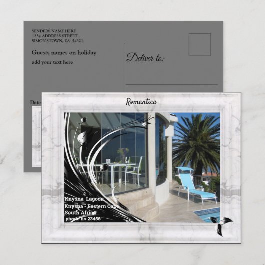 White marble Photo Lijst Briefkaart (Voorkant / Achterkant)