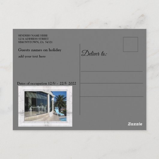 White marble Photo Lijst Briefkaart (Achterkant)