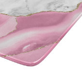 White marble Pink Agate Gold Glitter Snijplank (Hoek)