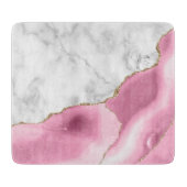 White marble Pink Agate Gold Glitter Snijplank (Voorkant)