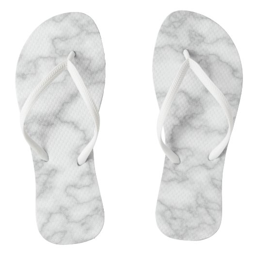 White Marble Print Teenslippers (Voetbed)
