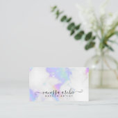 White Marble Rainbow Holographic Beauty Service Visitekaartje (Staand voorkant)