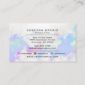 White Marble Rainbow Holographic Beauty Service Visitekaartje (Achterkant)