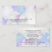 White Marble Rainbow Holographic Beauty Service Visitekaartje (Voorkant / Achterkant)
