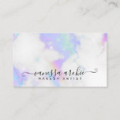 White Marble Rainbow Holographic Beauty Service Visitekaartje (Voorkant)