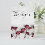 White marble Red Rose Bedankkaart (Staand voorkant)