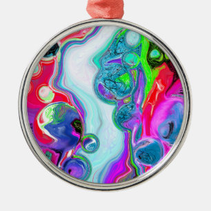 White marble River Colorful Digital Fluid Art Metalen Ornament
